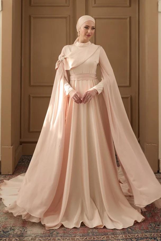 formal prom dresses under 100 High Neck Modest Muslim Ball Gown Wedding Dress