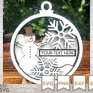 Christmas Ornament SVG - Snowman - Laser Cut File - Snowman - Ornament SVG - Laser File - Glowforge - Glowforge SVG File - Digital Download