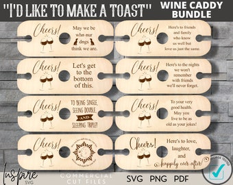Wine Caddy SVG Bundle: Laser Cut File, Wine Themed (Digital Download)