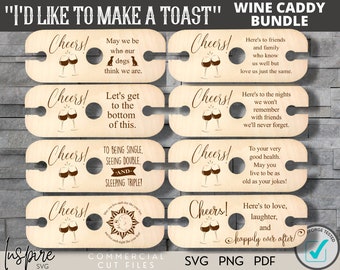 Wine Caddy - SVG Bundle - Wine Caddy File - Wine Themed Bundle - Laser File - Glowforge SVG bestanden - Digitale Download - Wine Butler SVG