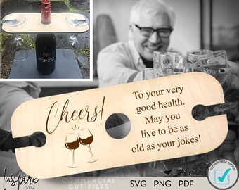 To Your Health Wine Caddy SVG - Wine Caddy Svg - Wine Butler SVG - Wine Caddy File - Laser File - Glowforge SVG Files - Digital Download