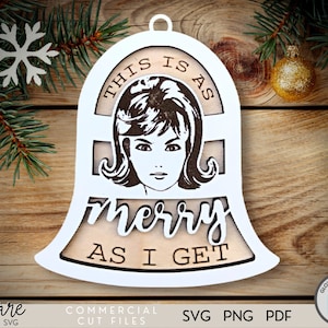 Funny Adult Ornament SVG - Christmas Ornament SVG - Laser File - Funny Ornament - Glowforge File - Whiteboard Ornament - Easy - Retro
