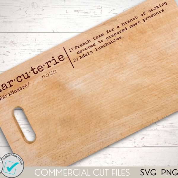 Charcuterie SVG - Charcuterie Definition SVG - Cutting Board Svg - Kitchen Sign Graphic - Laser Cut File - Glowforge Tested - Cricut