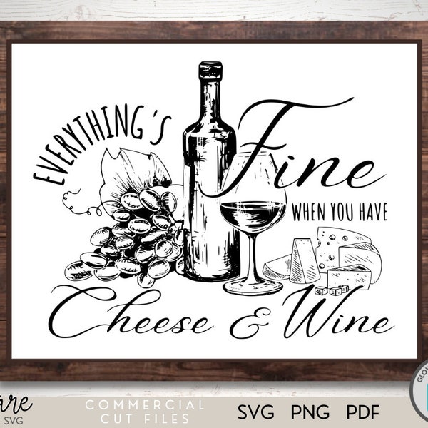Charcuterie Board SVG - Cutting Board SVG - Wine SVG - Wine and Cheese Graphic - Glowforge - Cricut - Wine Sign - Kitchen Sign Svg