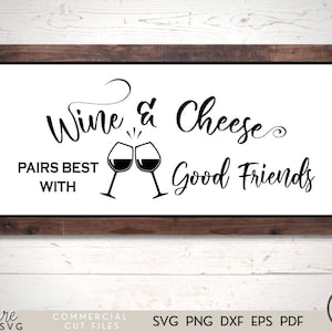 Wijn en Kaas SVG - Kaasplank - Snijplank SVG - Wijnbord - SVG - png - pdf - Wijnafbeelding - Glowforge Getest - Cricut - Digitaal