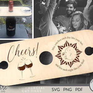 Sun and Moon Wine Caddy SVG - Wine Caddy Svg - Wine Butler SVG - Wine Caddy File - Laser File - Glowforge SVG Files - Digital Download