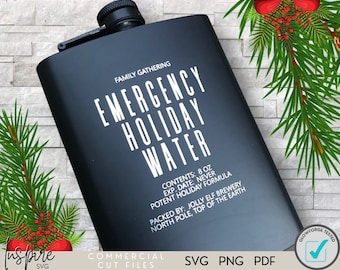 Funny 'Emergency Holiday Water' Flask SVG Files (Digital File)