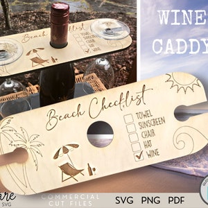 Wine Caddy SVG - Wine Butler SVG - Wine Caddy - Wine Svg - SVG file - Glowforge Svg Files - Wine - Laser Files - Digital Download - Beach