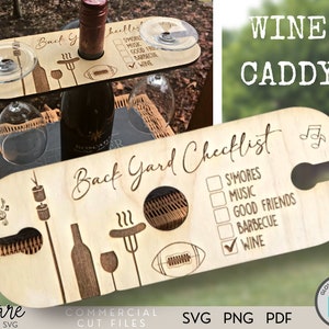 Wine Caddy - Wine Butler - SVG - Wine Carrier - Wine Glass Holder - Wine Gift SVG - PDF - Png - Digital Download - Glowforge Tested - Cricut