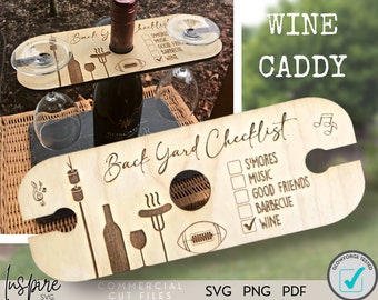 Wine Caddy - Wine Butler - SVG - Wine Carrier - Wine Glass Holder - Wine Gift SVG - PDF - Png - Digital Download - Glowforge Tested - Cricut