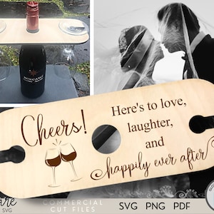 Happily Ever After Wine Caddy - SVG - Wine Butler SVG - Engagement - Wine Caddy File - Laser File - Glowforge SVG Files - Digital Download