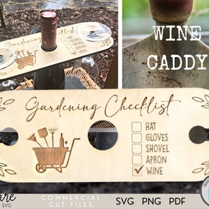 Gardening SVG - Wine Caddy SVG - Wine Butler SVG - Wine Carrier - Svg - Png - Pdf - Laser Cut Files - Laser Files - Glowforge - Summer