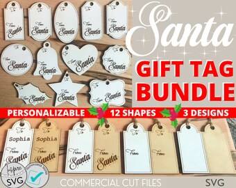SVG-bundel kerstcadeautag: 36 laserbestanden voor feestdagen (digitale download)