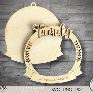 Family Photo Ornament SVG - Family Ornament SVG - Ornament Frame - Christmas Ornament Personalized - Personalized Ornament SVG - laser file