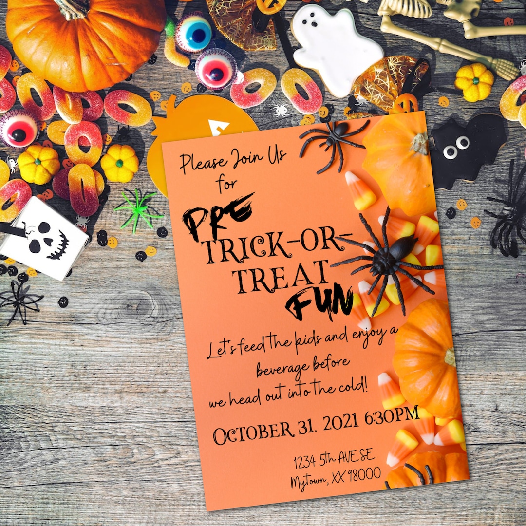 Pre Trick or Treat Party Invitation Halloween Party Invite Printable