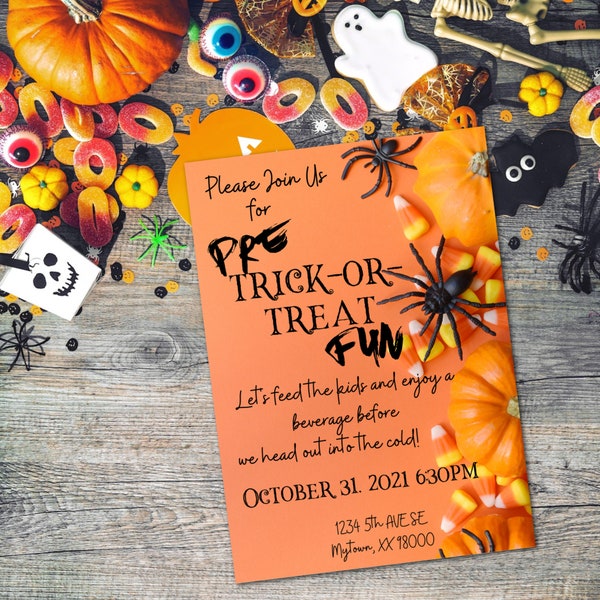 Pre Trick or Treat Party Invitation | Halloween Party Invite | Printable Invite | Editable Digital Download | Editable Template