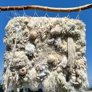 Latch Hook Reef | Beachy | Crocheted | Ocean | Fiber Art | Tapestry | Wall Hanging