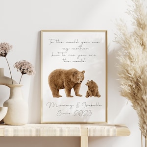 Personalised Framed Mother Bear Gift, Mum Print, Mums Birthday Gift, Mum & Daughter Gifts, New Mummy Bear Gift, Mum Gifts, Mothers Day Gift