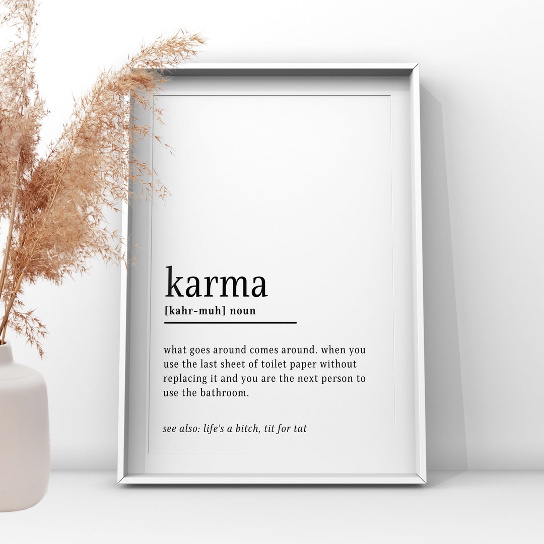Karma Dictionary Definition Print Home Decor Wall Art Home Etsy