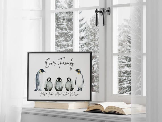 Personalisierte gerahmt Pinguin Familie Druck, Familien Geschenk,  Wohnkultur Geschenk, personalisierte Geschenke, Pinguin Geschenk, Pinguin  Druck, Weihnachtsgeschenk -  Österreich
