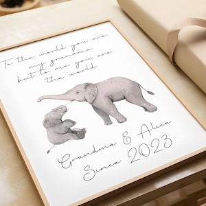 Cadeau personnalisé encadré pour nounou, impression grand-mère, cadeau d'anniversaire nonna, cadeaux grand-mère, cadeau pour grand-mère, cadeau éléphant, cadeaux grand-mère, cadeau fête des mères