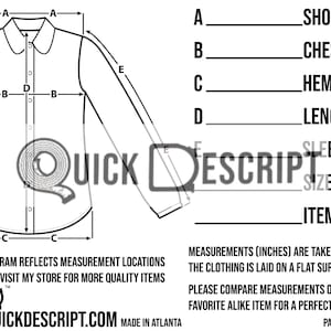 Blouse Diagramed Clothing Reseller Tool Diagramed Sheets Size Guide Measurement Tech Pack Poshmark eBay Etsy Helper