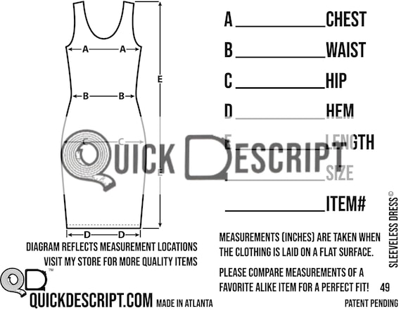 Sleeveless Dress Clothing Reseller Tool Diagrammed Sheets Size Guide  Clothing Tech Pack Poshmark   Helper 