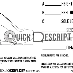 Wedge Shoes  Clothing Reseller Tool Diagrammed Sheets Size Guide Clothing Tech Pack Poshmark eBay Etsy Helper