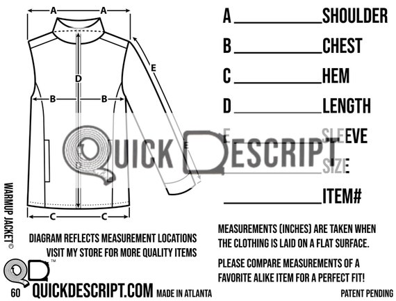 Warm-Up Jacket Clothing Reseller Tool Diagrammed Sheets Size Guide Clothing  Tech Pack Poshmark   Helper