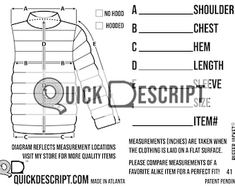 How to Measure a Puffer Jacket Diagrammed Clothing Measurement