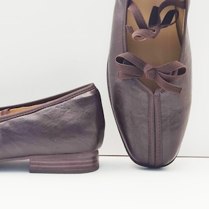 Women&#39;s square-toed ballet shoes, French retro ballet shoes, thick-heeled pig nose shoes, split-toe shoes, Mary Jane shoes