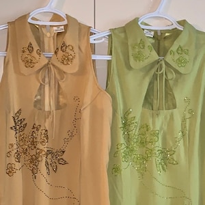 Vintage 100% Silk Sleeveless Dress/Vietnamese Ao Dai with No Pants, Multiple Colors