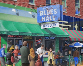 Blues Musicians Print, Memphis Tennessee Wall Art, Beale Street Wall Decor