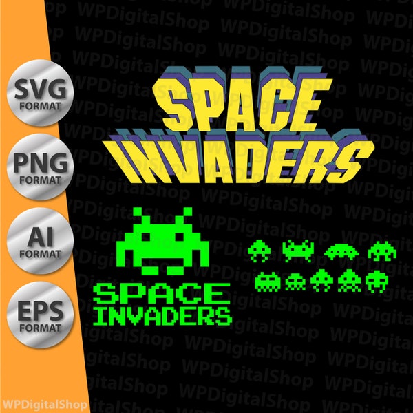 Space Invaders Logo | Adobe illustrator Files | High Quality Logo | Print Ready | SVG AI PNG