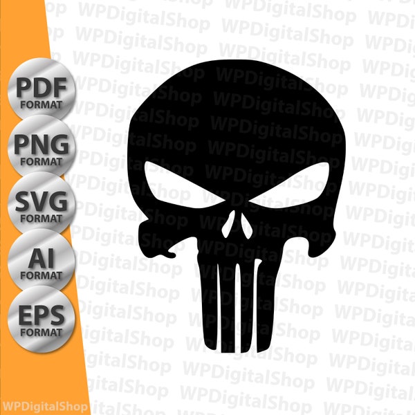 The Punisher Vector Logo Multi Format Bundle | Adobe illustrator Files | High Quality Logo | Print Ready | SVG PNG