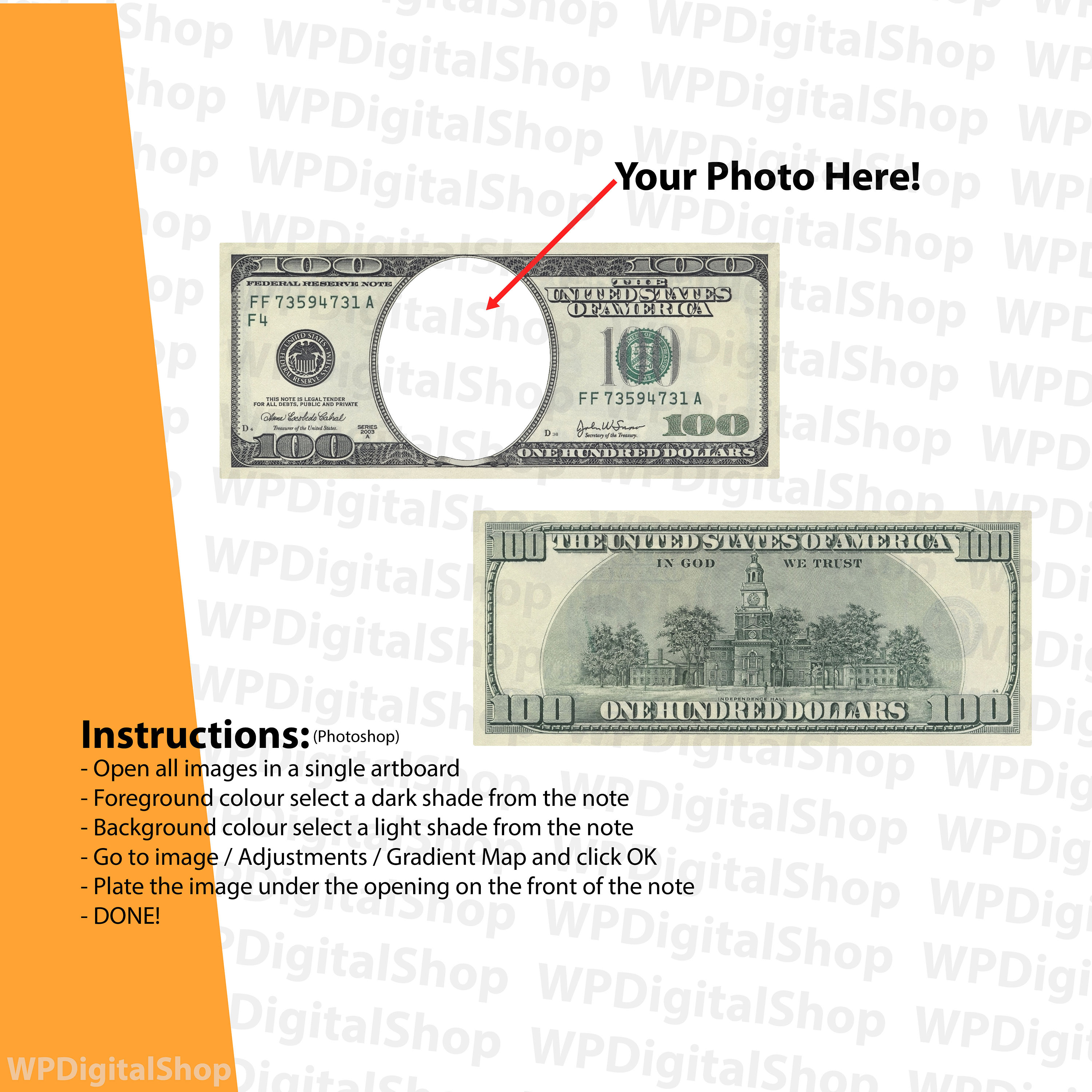 Custom 100 Dollar Bill Template Adobe Illustrator File Etsy Custom 100 Dollar Bill Template Adobe Illustrator File Etsy