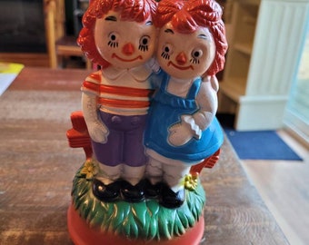 ヴィンテージ ラガディ・アン＆アンディ オルゴール – 1970年代 陶器製