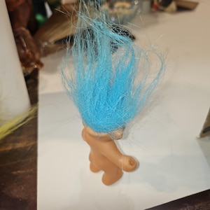 vintage 3inch yellow hair  and blue hair troll blue eyes doll #143