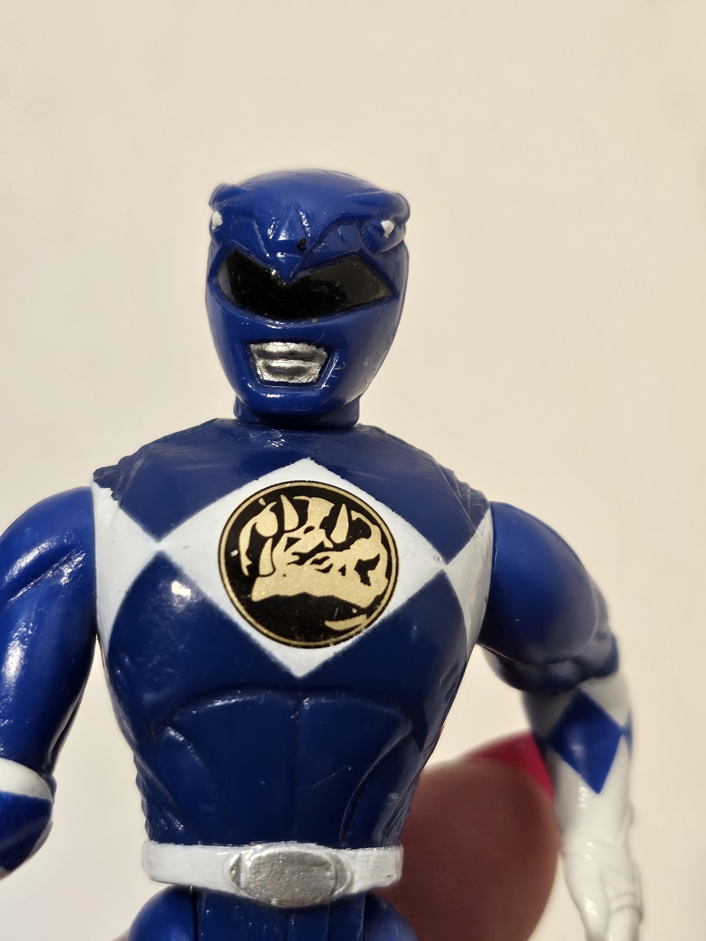 Figurine Power Rangers Bleue Bandai 1995 - Complète Avec Toutes Ses Armes - Collection