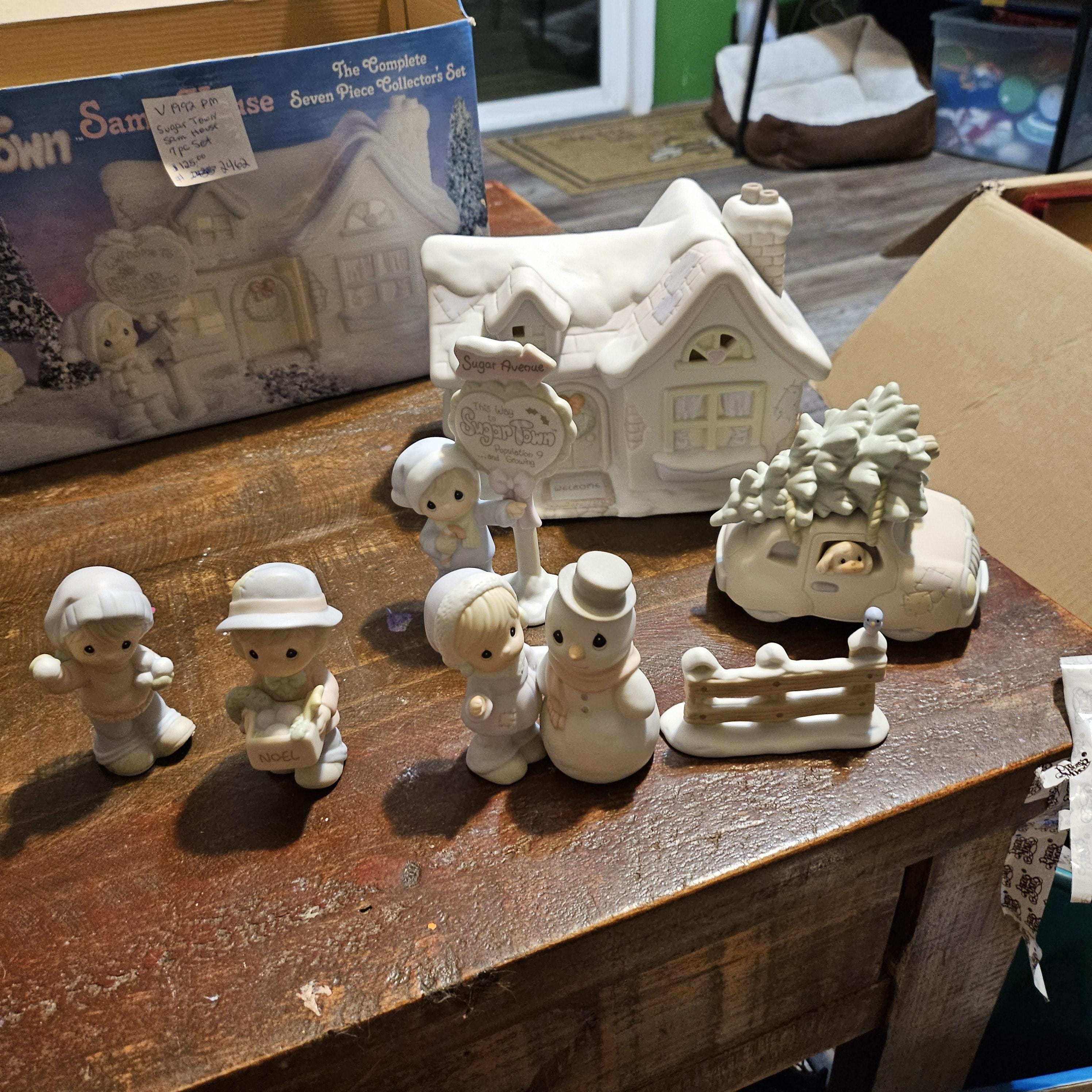 vintage 1992 precious moments sugar town sams house 7 pc set #2462