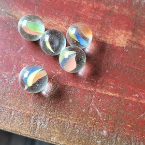 Marbles 34 small and one big one cats eye muti colored b#1487
