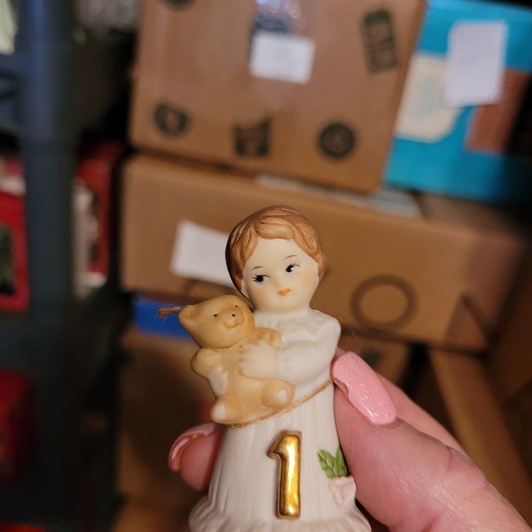 Enesco Growing Up Girl Figurine, 1st Birthday, 1981