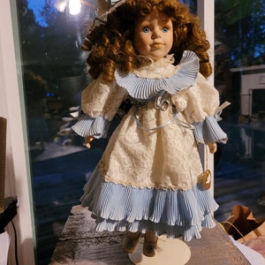 Porcelain Doll With Blue Lace Dress - Etsy