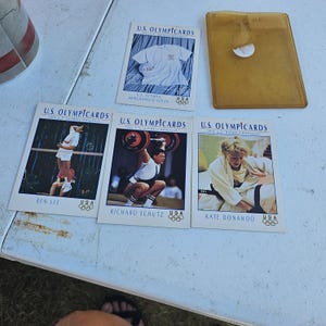 vintage 1992 olympiccards 4 cartas e suporte