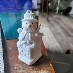antik 1989 Avon Präsident Club Ornament Schneemann in einem Schornstein #433