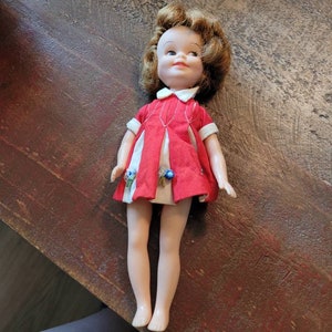 1963 penny Brite doll in red dress blue flowers#box2