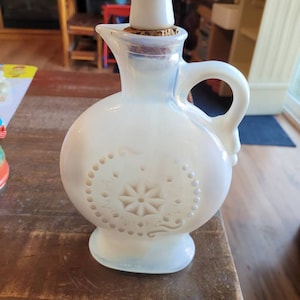 Vintage bottle white glass with a stopper #1324