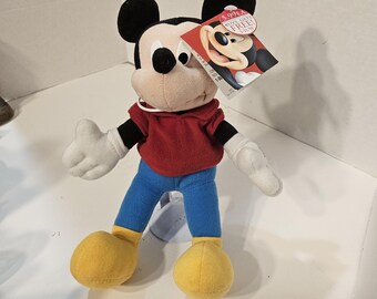 Vintage Mickey Mouse Plush Doll: Red Shirt, 10 Inch#2897