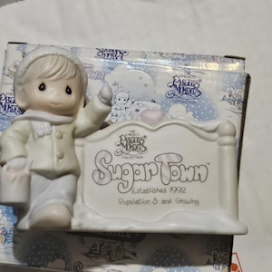 vintage 1992 precious moments sugar town Sam butcher painting sign figurine #2444 2445