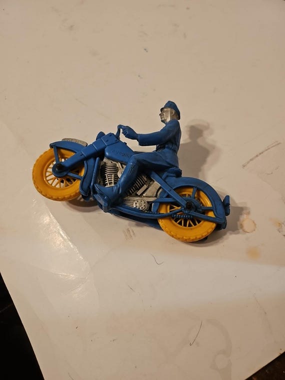 Antique 1950s Auburn Blue Police Motorcycle Toy #1247 - Etsy